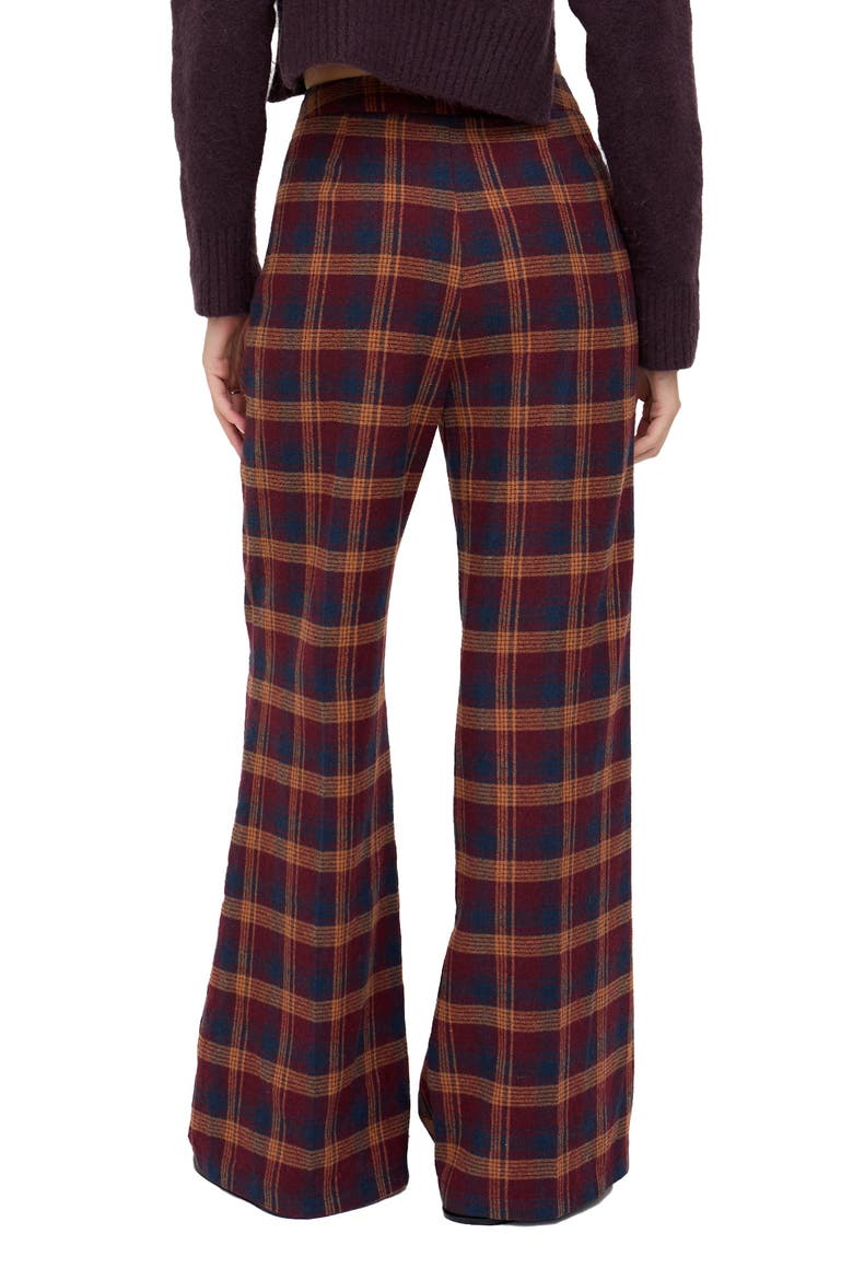 Damson High Waisted Tartan Print Trouser, Alternate, color, Burgundy