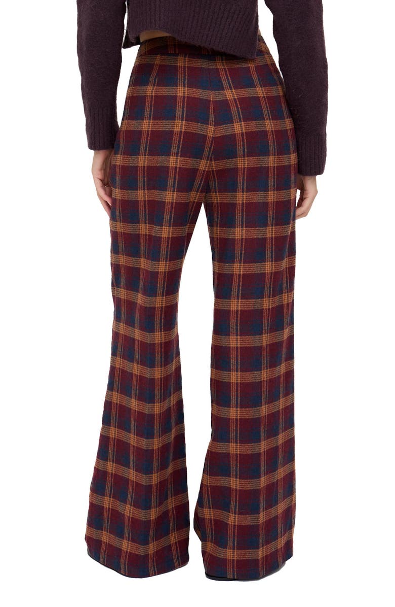 Lily and Lionel London Damson High Waisted Tartan Print Trouser, Alternate, color, Burgundy