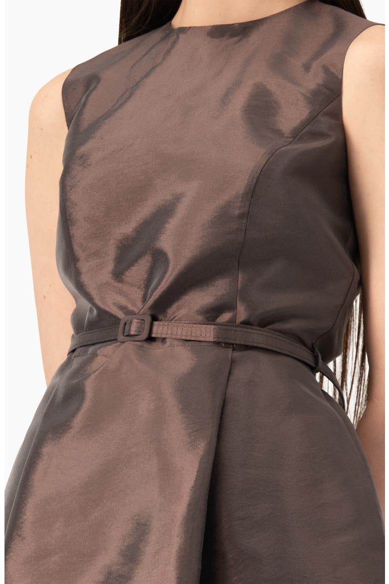 Draped Tulip-skirt Midi Dress, Alternate, color, Brown