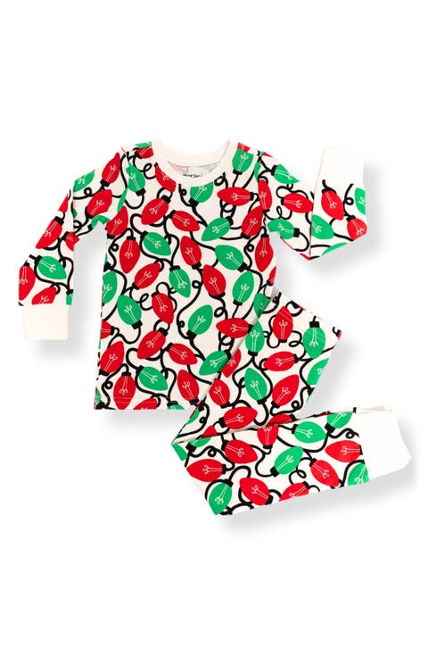 Holiday Lights Fitted Two-Piece Stretch Organic Cotton Pajamas
