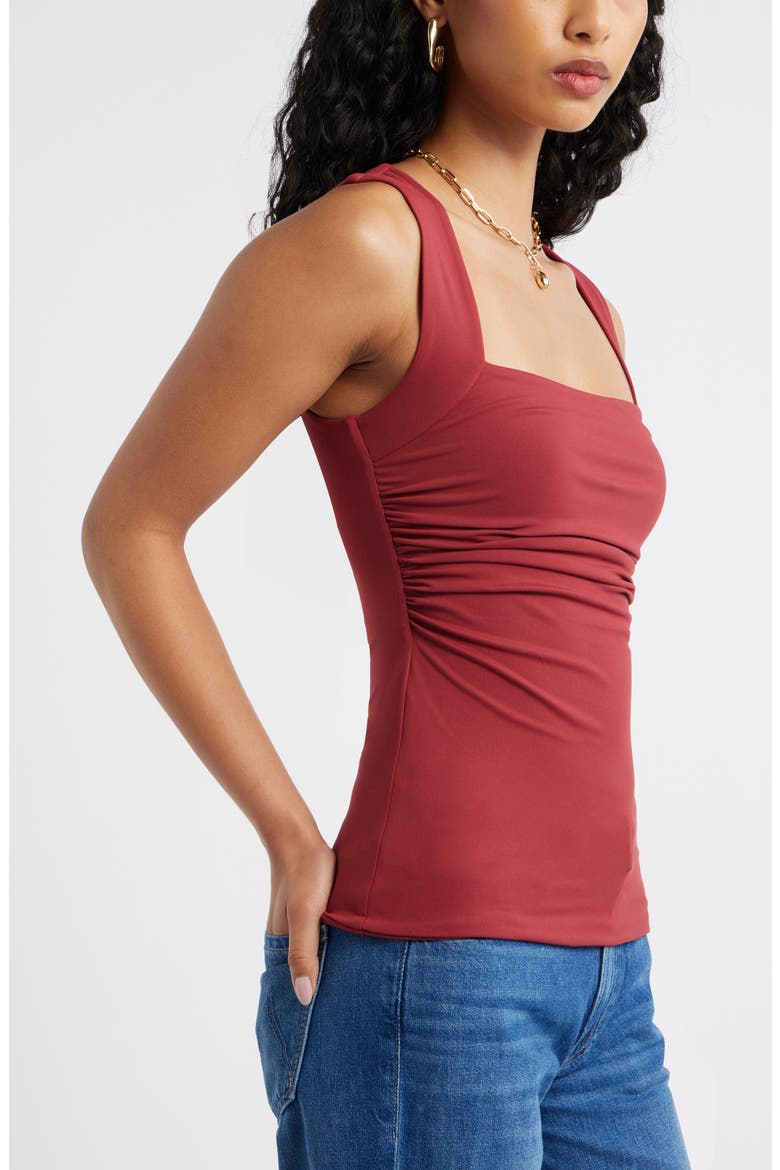 Ruched Square Neck Tank, Alternate, color, RED RUBY