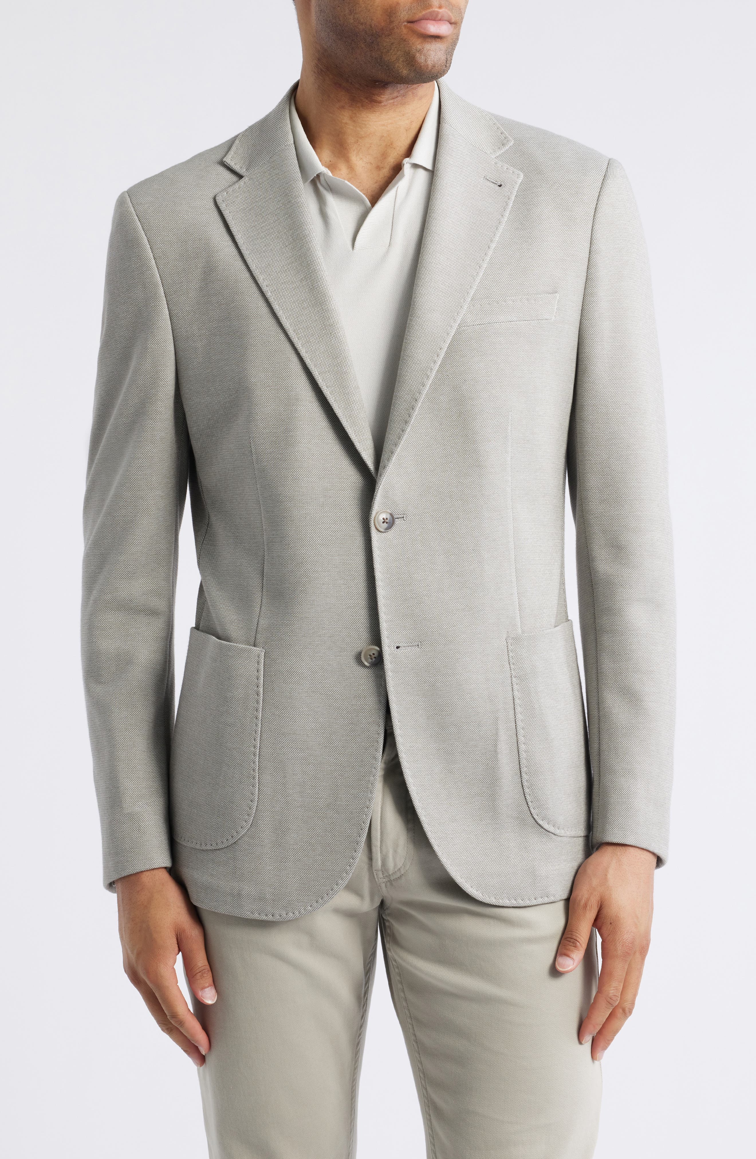 34 Heritage Matteo Grey Mélange Piqué Sport Coat in Grey Melange 