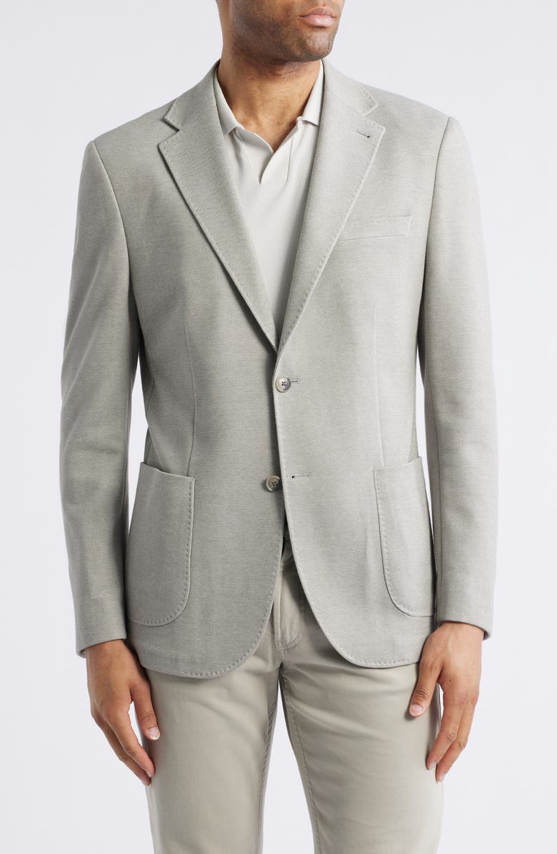 34 Heritage Matteo Grey Mélange Piqué Sport Coat, Main, color, Grey Melange