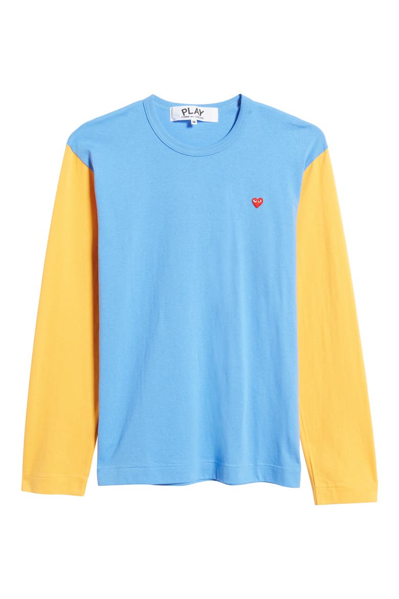 Colorblock Long Sleeve Cotton T-Shirt, Alternate, color, BLUE/ YELLOW