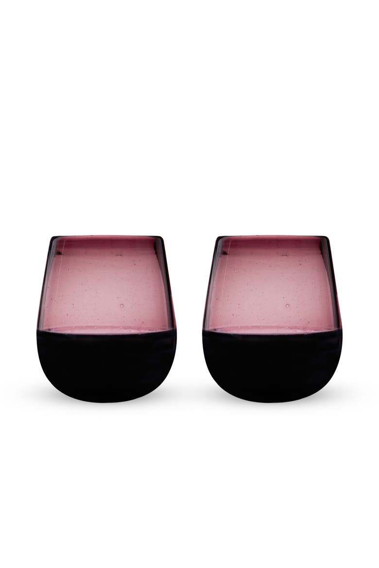 Segunda Vida Rosado Recycled Stemless Wine Glasses Set of 2, Main, color, Pink