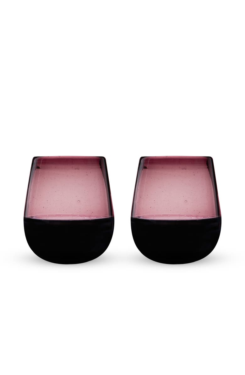 TWINE Segunda Vida Rosado Recycled Stemless Wine Glasses Set of 2, Main, color, Pink