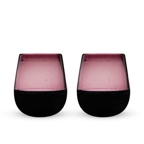 Twine Segunda Vida Rosado Recycled Stemless Wine Glasses Set Of 2 In Pink