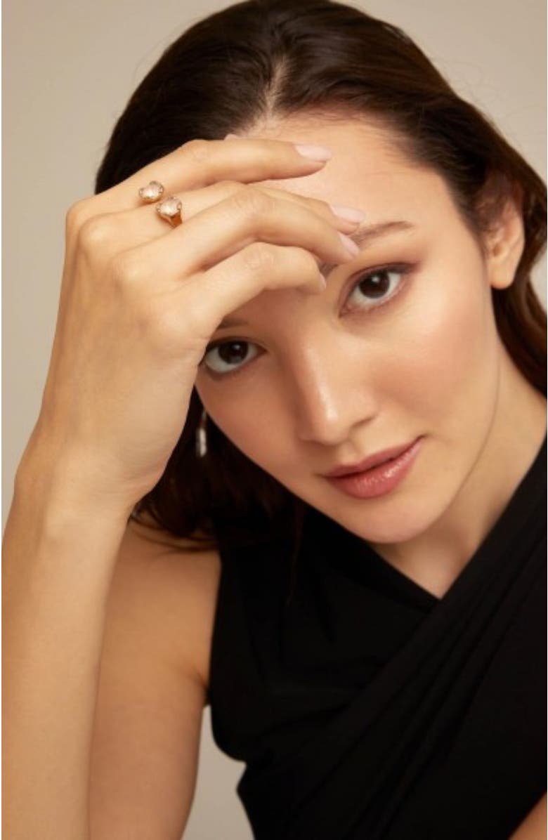 UNODE50 Twin Pink Crystal Ring, Alternate, color, Gold