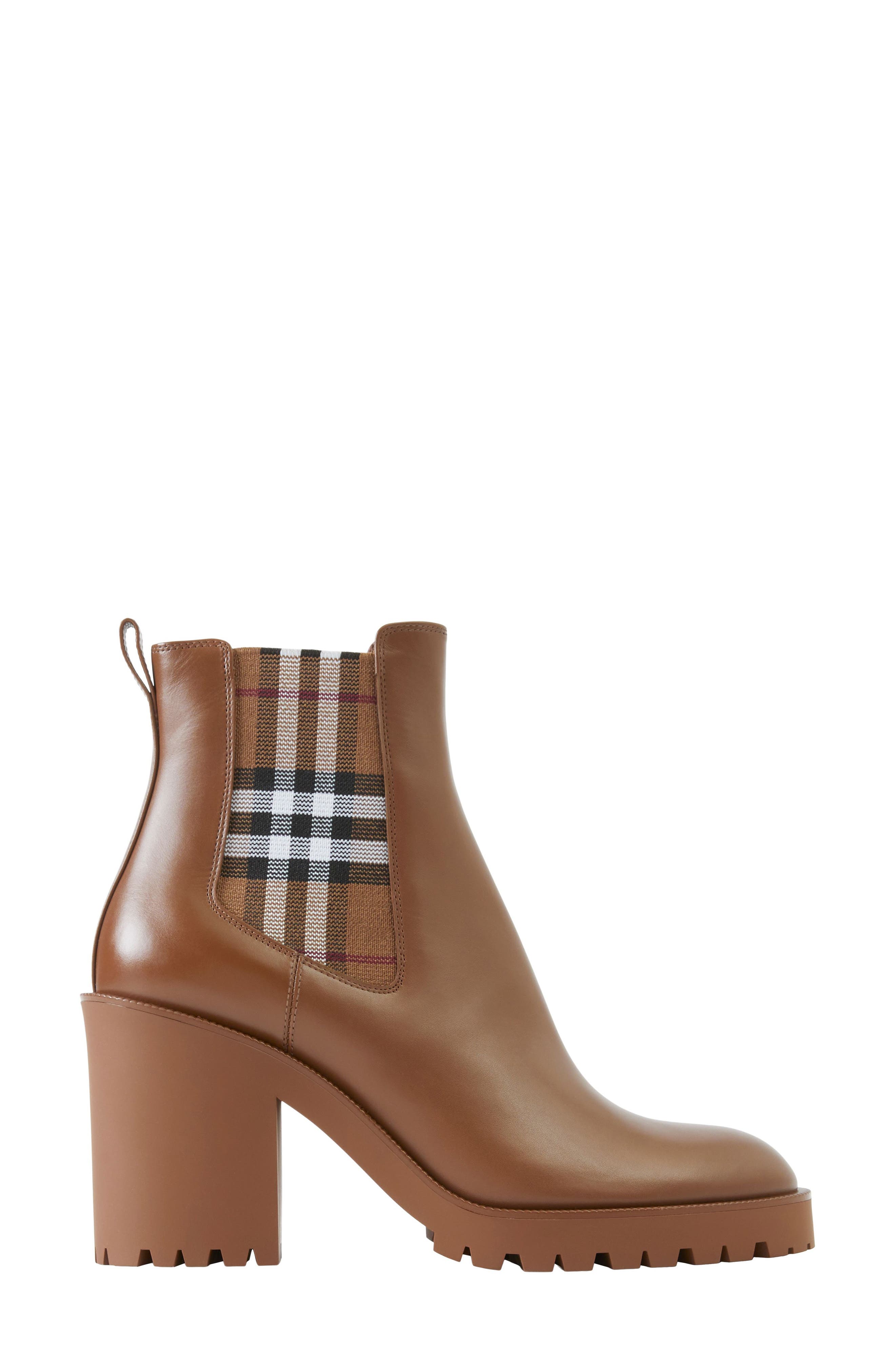 Allostock Check Block Heel Chelsea Boot, Main, color, DARK BIRCH BROWN