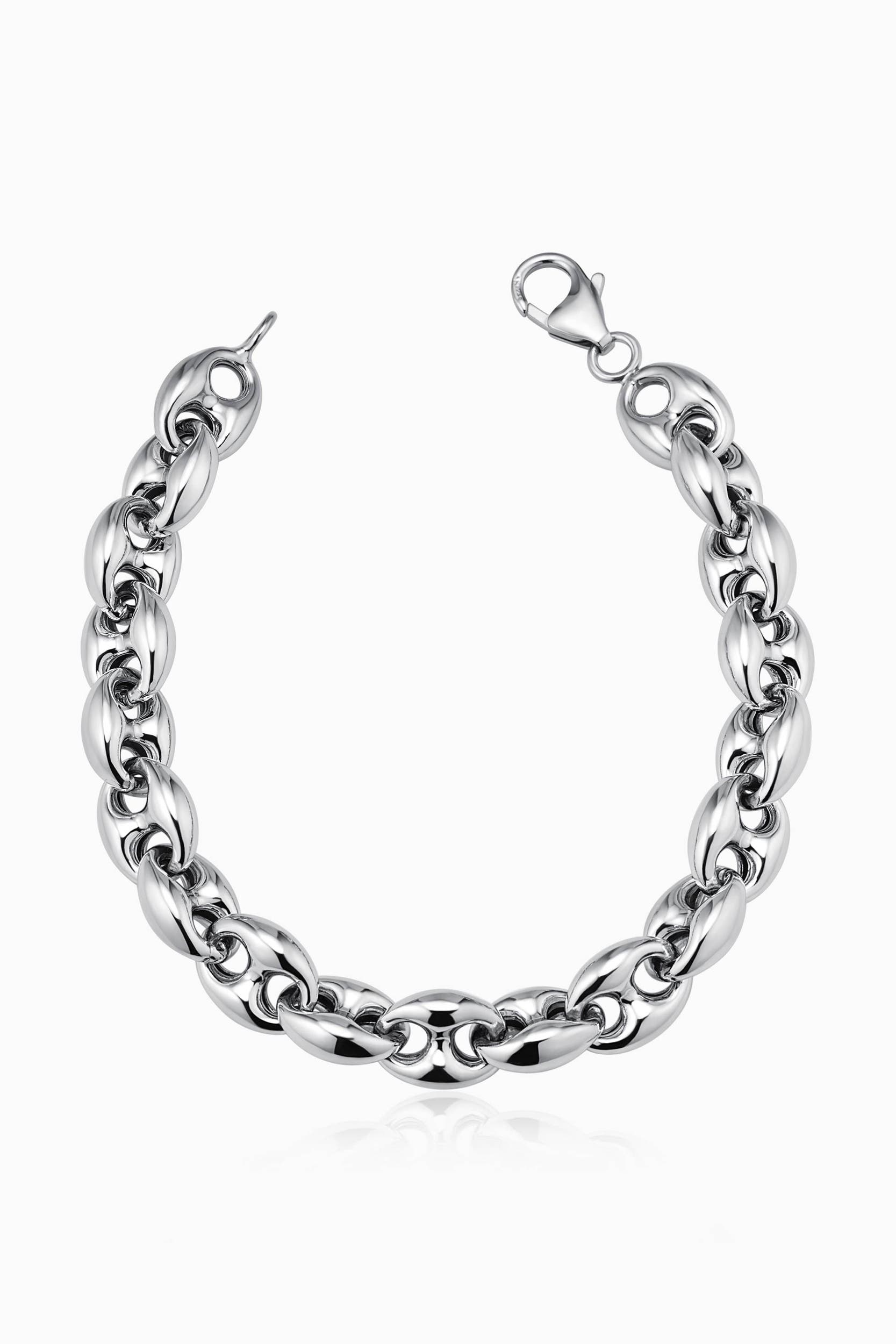 Oradina Sterling Silver Chunky Mariner Bracelet 