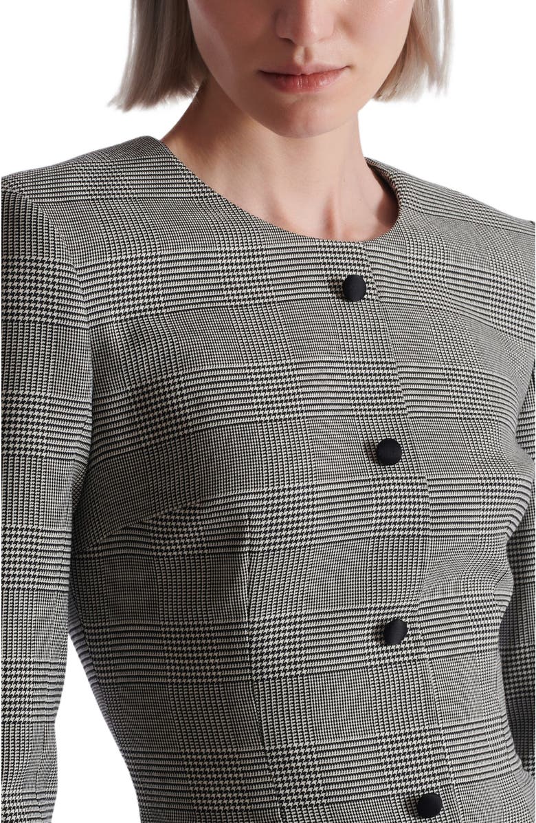 Balmain Short dress in Prince of Wales jacquard, Alternate, color, Black