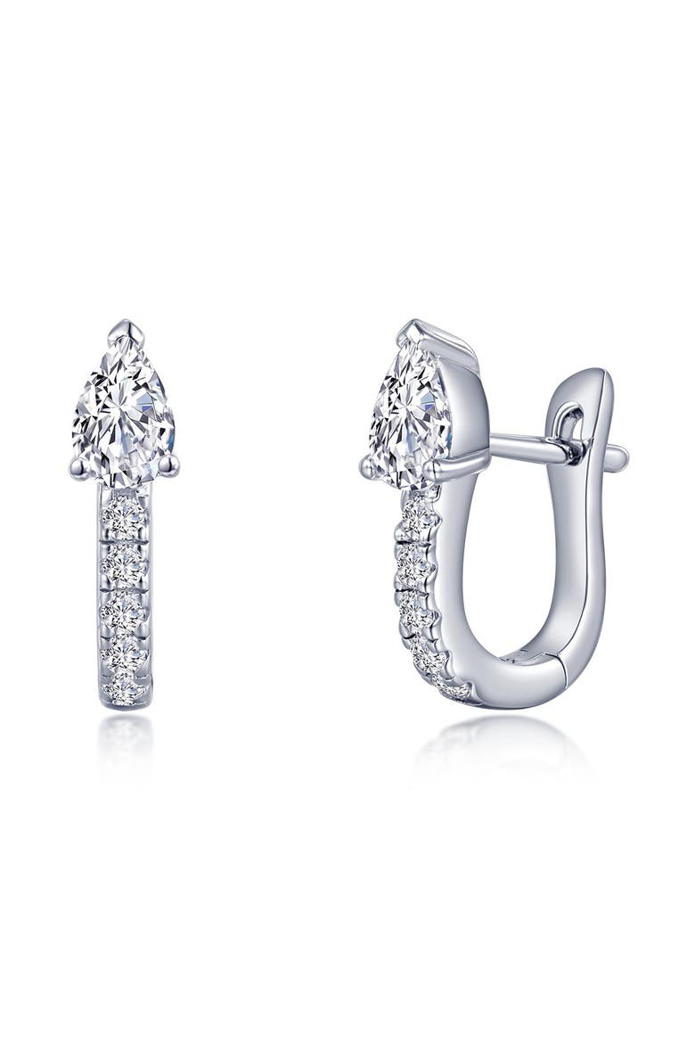 Dainty Simulated Diamond Huggie Hoop Earrings, Main, color, SILVER