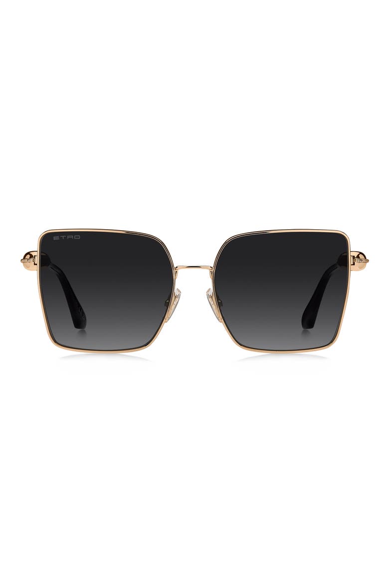 59mm Geometric Square Sunglasses, Main, color, ROSE GOLD/ DARK GREY SF