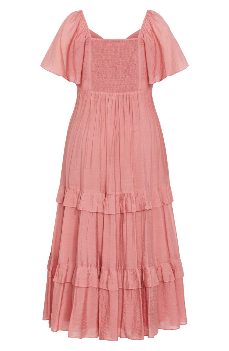 City Chic Marci Ruffle Tiered Maxi Dress, Alternate, color, Deep Rose