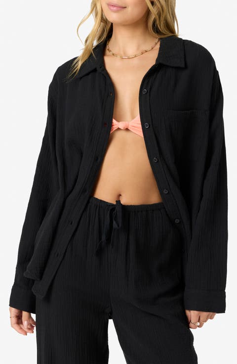 Leni Oversize Cotton Gauze Button-Up Shirt