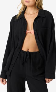 O'Neill Leni Oversize Cotton Gauze Button-Up Shirt