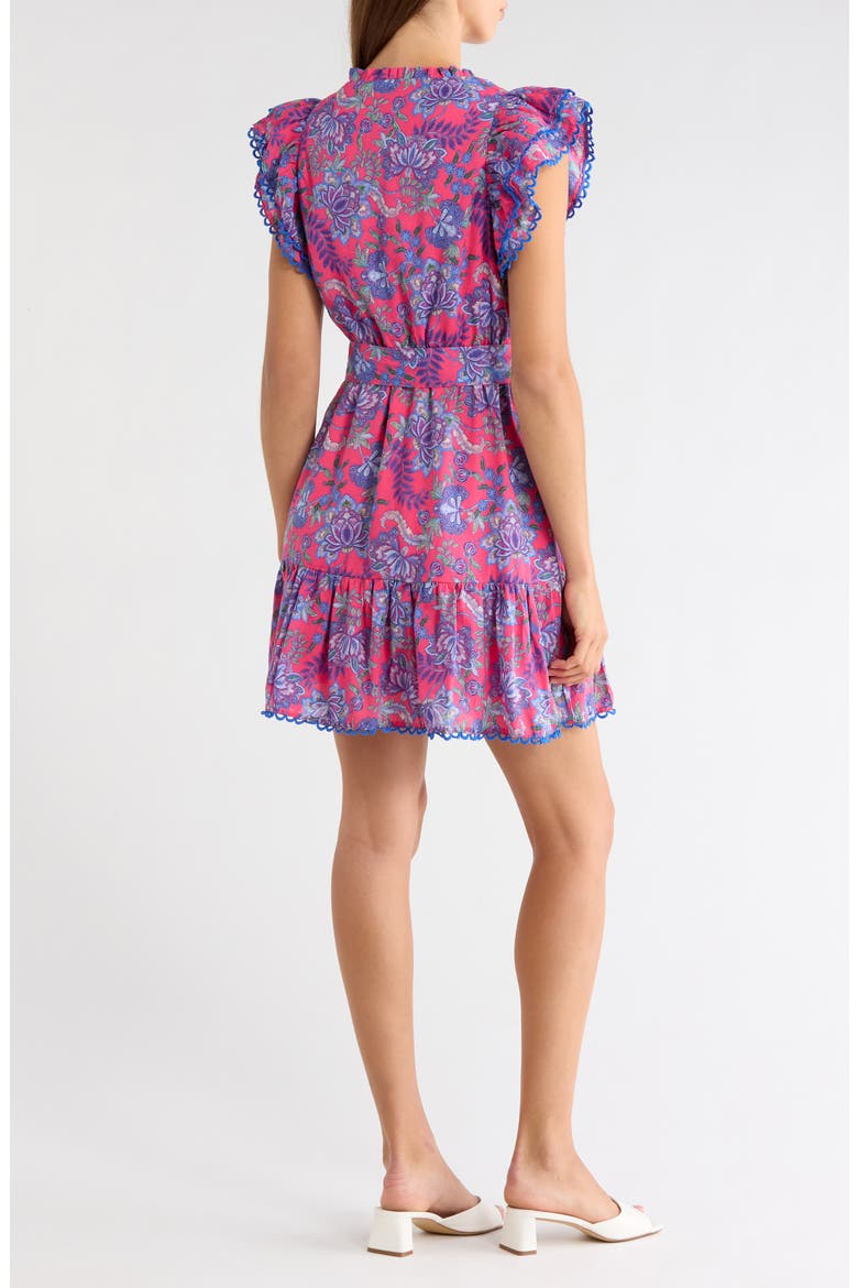 Eriny Ruffle Floral Cotton Dress, Alternate, color, PINK-BLUE-GREEN