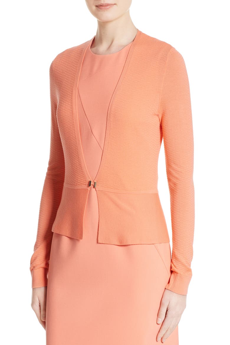 Feline Wool Peplum Cardigan, Alternate, color, TROPICAL BLOSSOM
