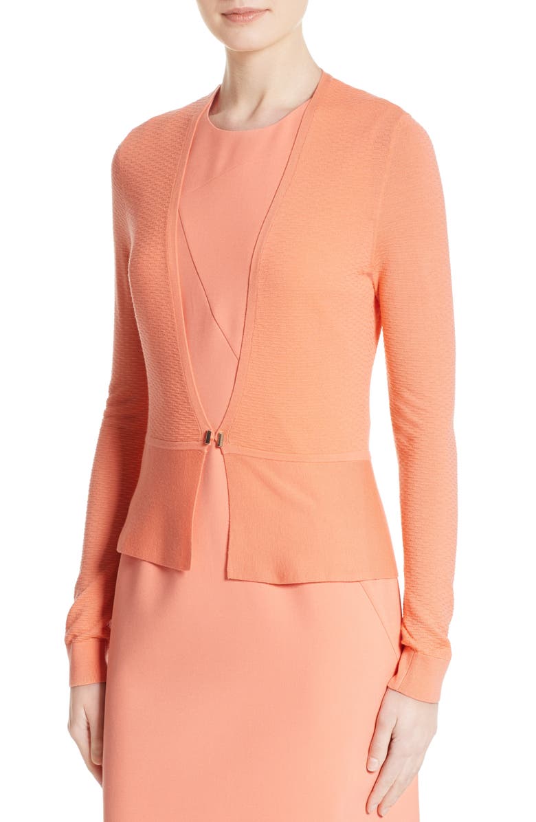 BOSS Feline Wool Peplum Cardigan, Alternate, color, 