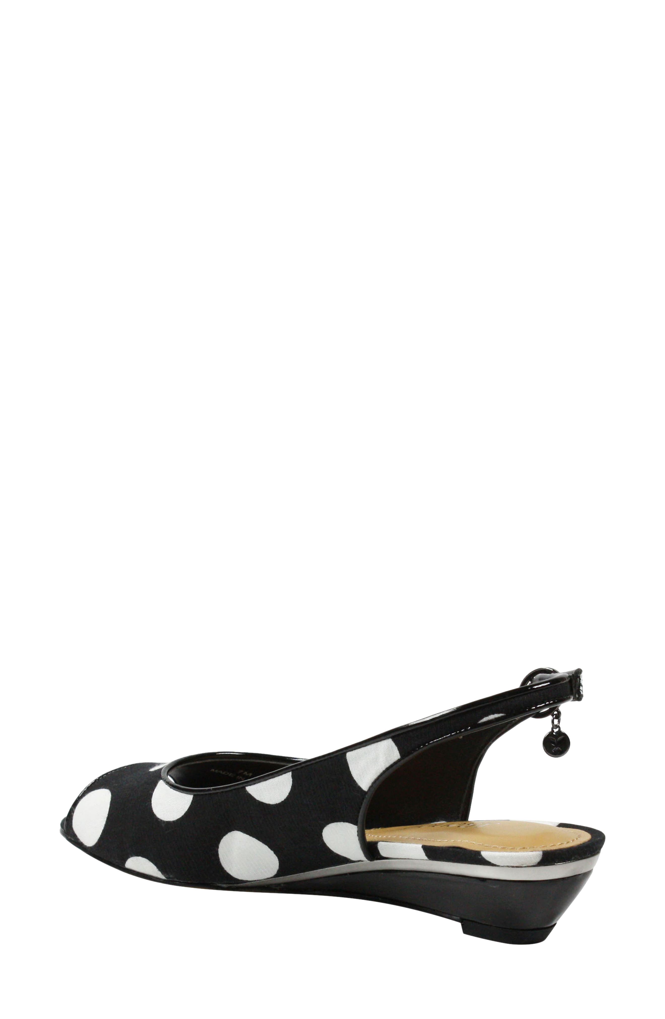 Elleyette Slingback Sandal, Alternate, color, BLACK/ WHITE POLKA DOT FABRIC