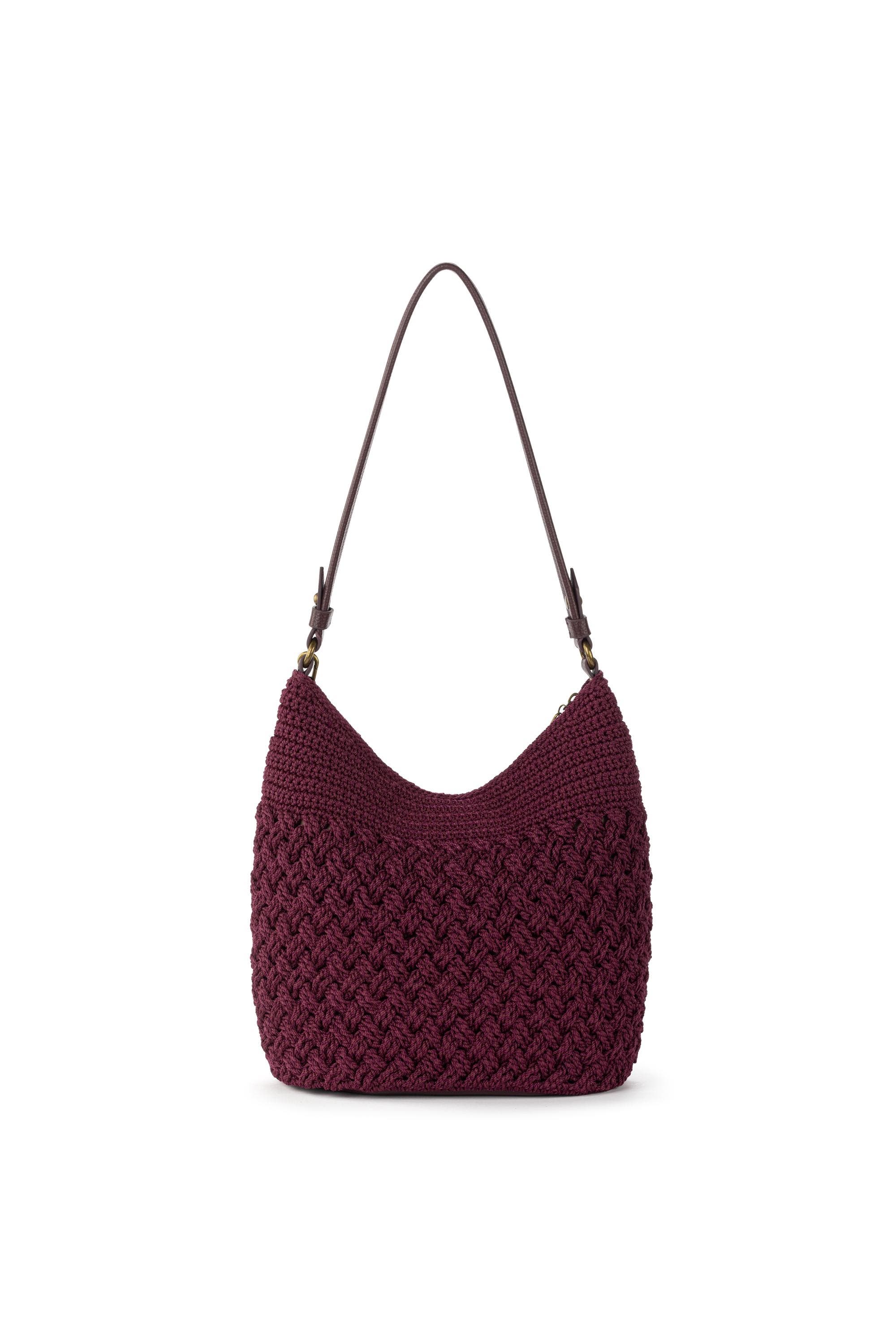Sequoia Hobo Hand Crochet Bag, Alternate, color, Black Cherry Cozy