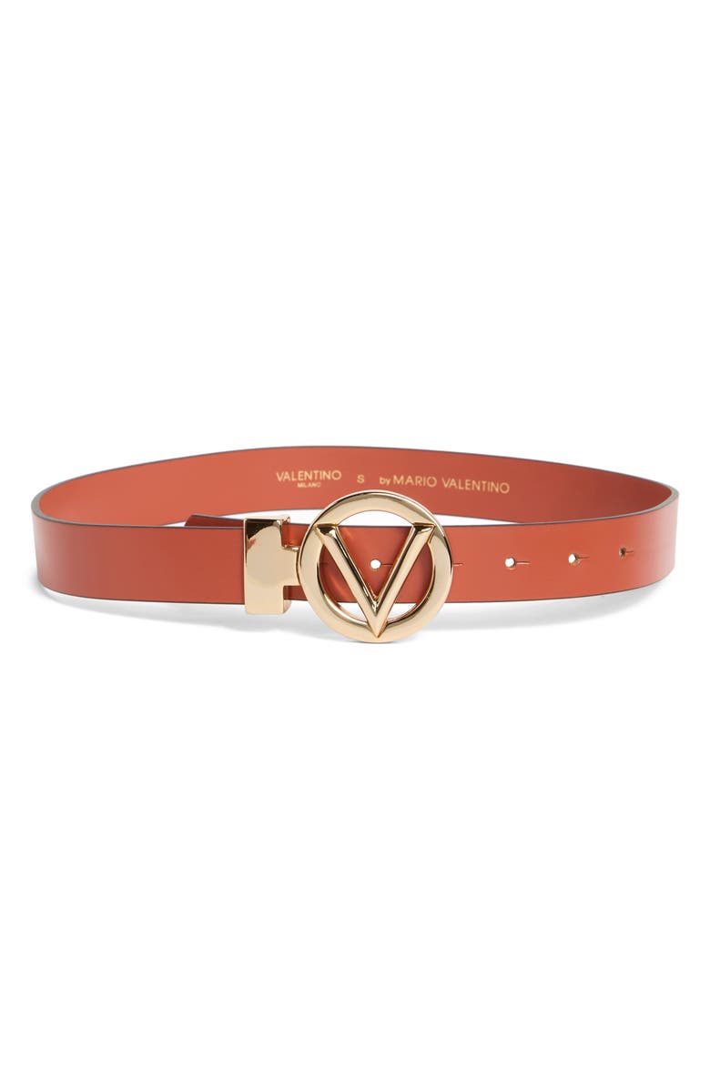 VALENTINO BY MARIO VALENTINO Adela Logo Buckle Belt, Main, color, Rust