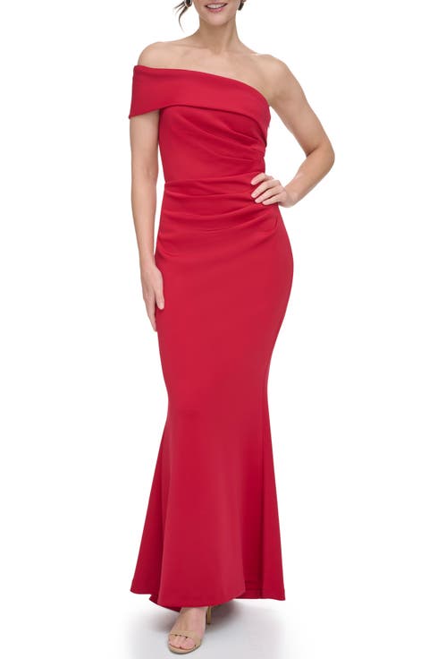 One-Shoulder Ruched Gown