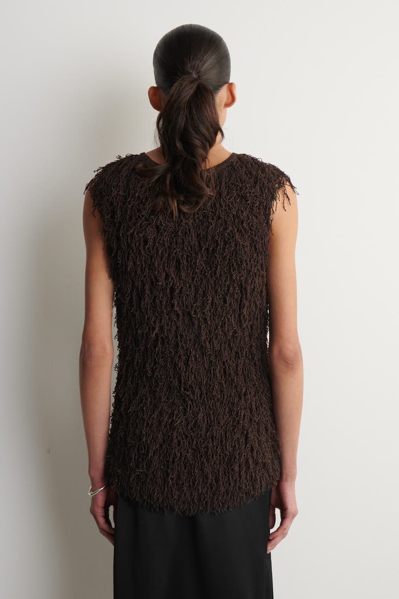 Fringed Knitted Top, Alternate, color, BROWN