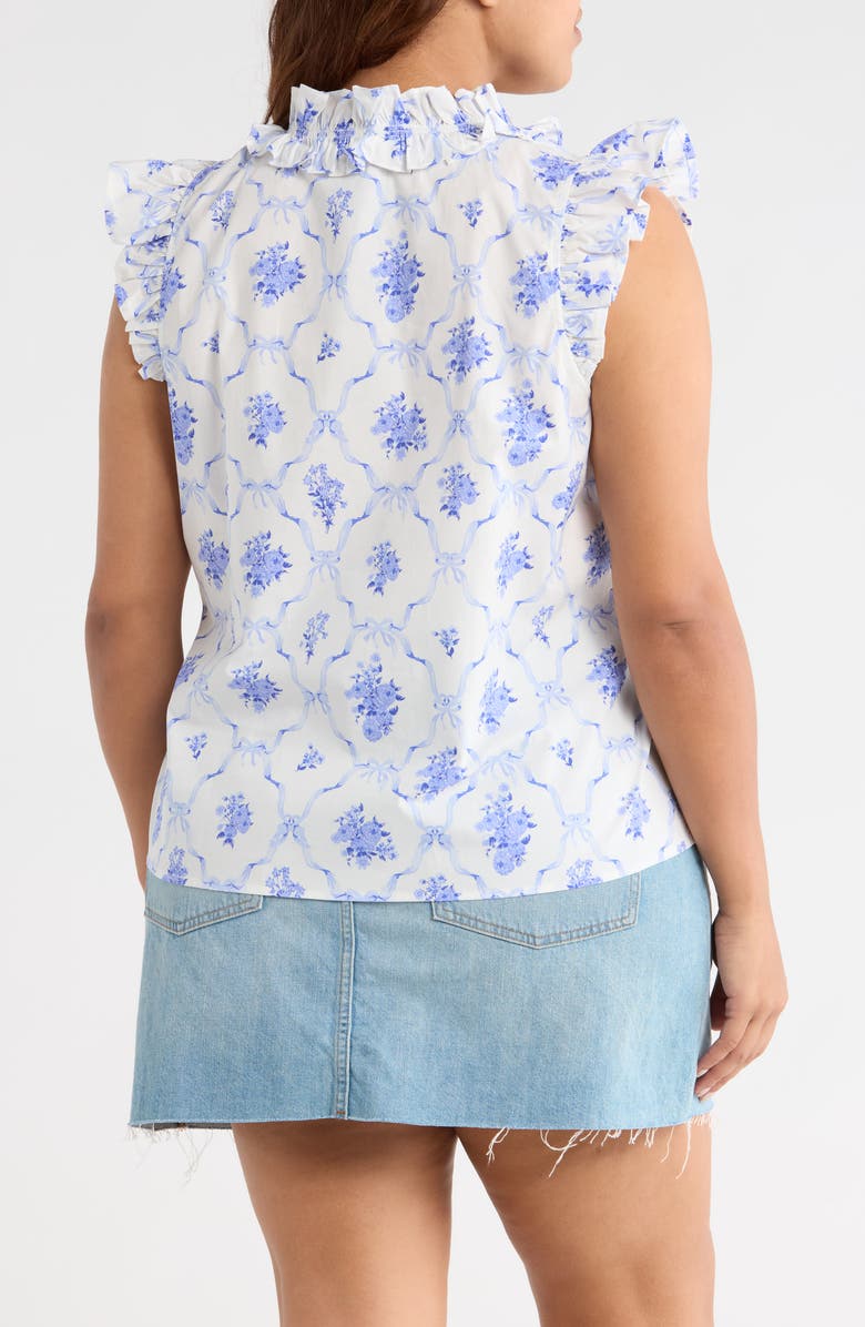 SUGARLIPS Nia Floral Ruffle Top, Alternate, color, White/ Blue