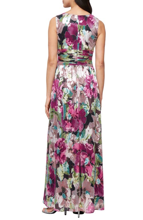 Shop Sl Fashions Metallic Floral Surplice Neck Gown