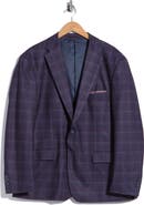 Duchamp Plaid Stretch Knit Sport Coat