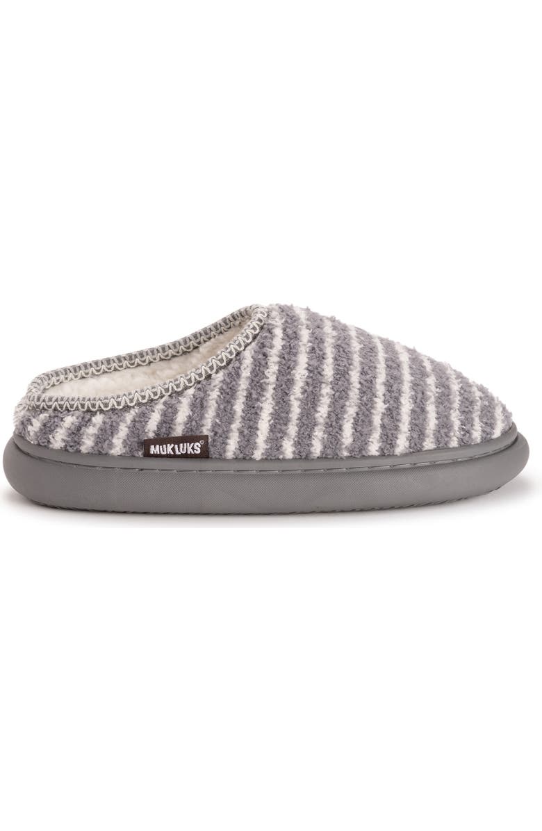 MUK LUKS Janna Cozy Crew Faux Shearling Lined Clog, Alternate, color, Grey Sripe