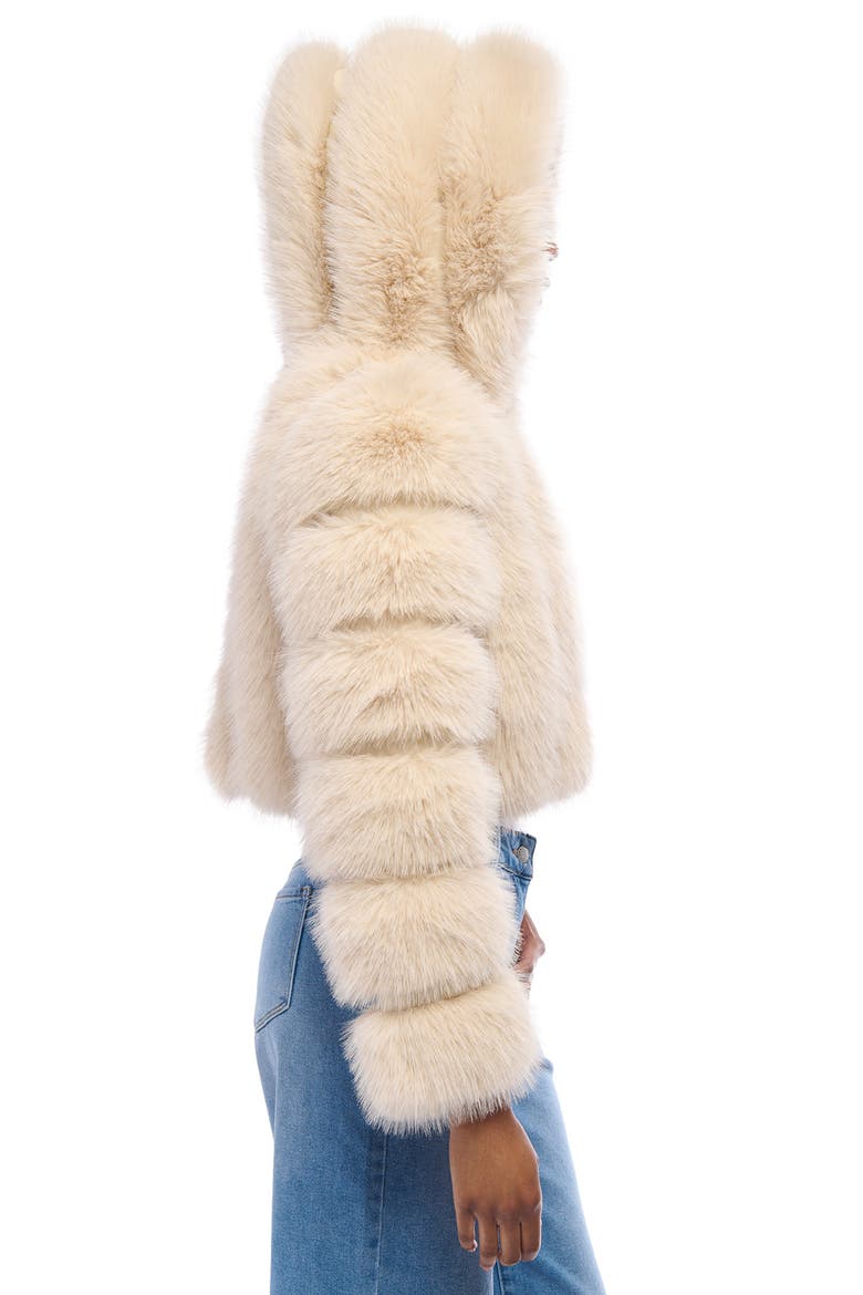Jolene Crop Faux Fur Hooded Jacket, Alternate, color, BEIGE