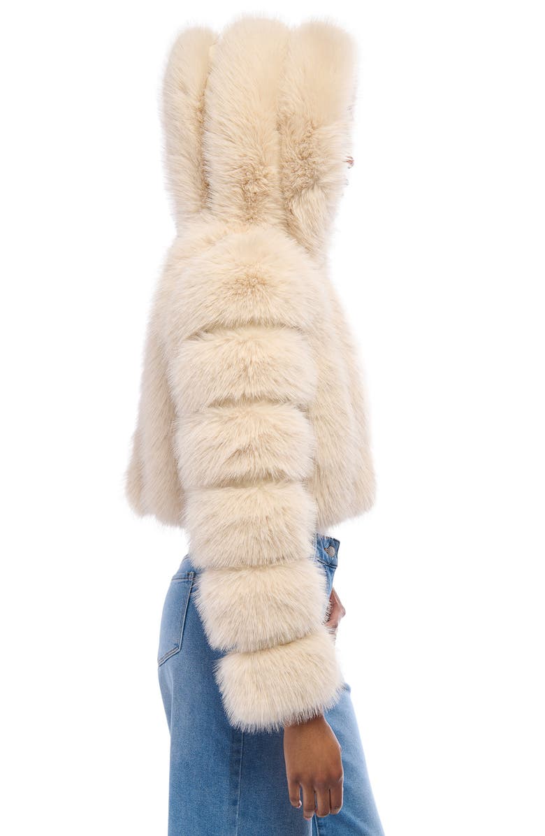 AZALEA WANG Jolene Crop Faux Fur Hooded Jacket, Alternate, color, Beige