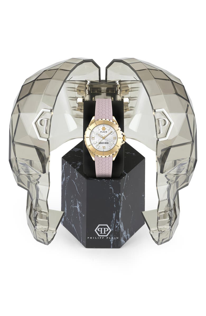 PHILIPP PLEIN Heaven Silicone Strap Watch, 38mm, Alternate, color, Gold