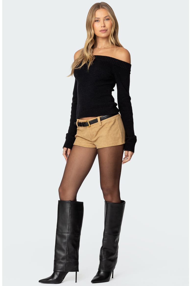 Shane Faux Suede Microshorts, Alternate, color, TAN