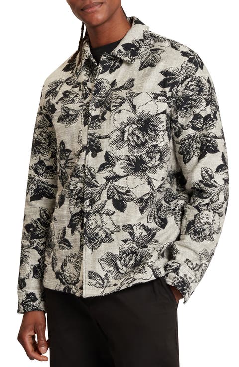 Mairis Floral Jacquard Button-Up Overshirt