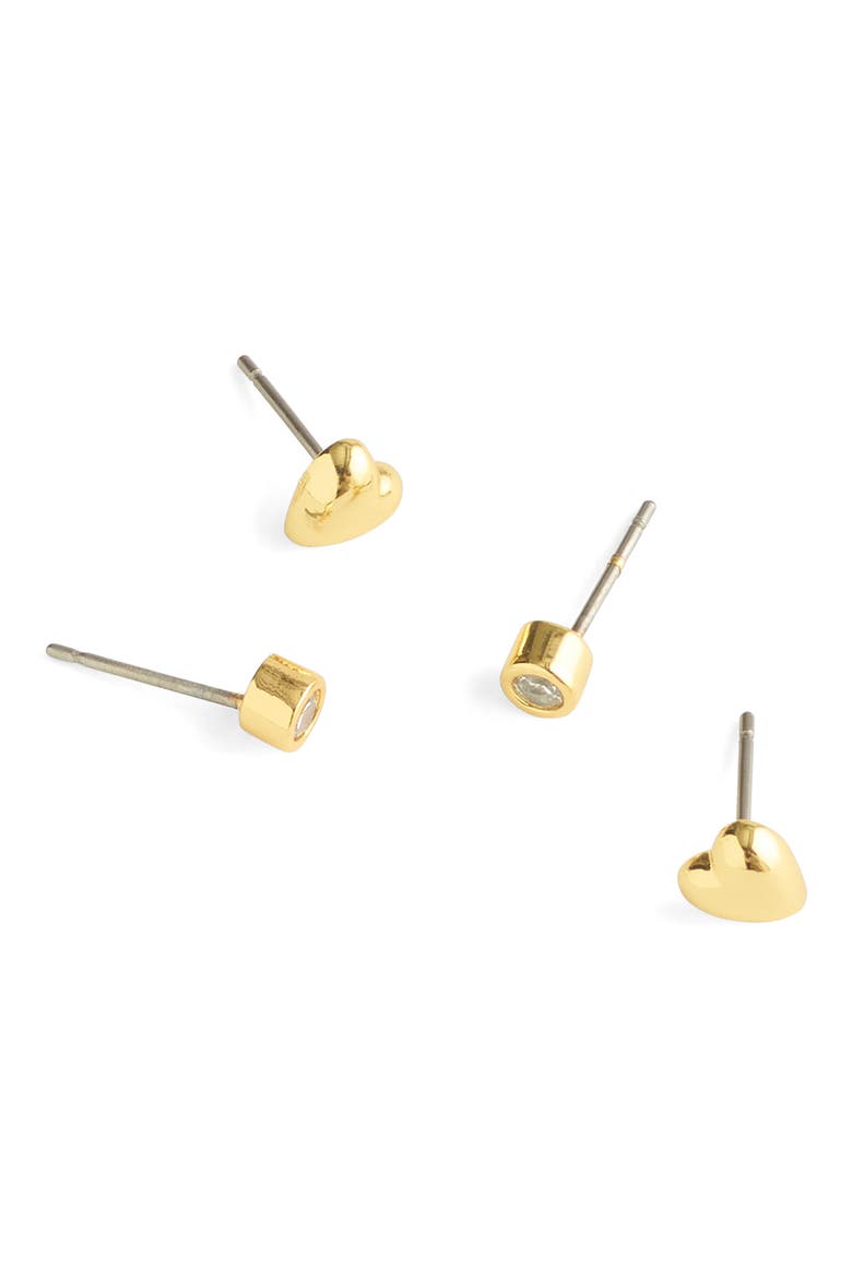 Heart Stud Earrings, Main, color, PALE GOLD