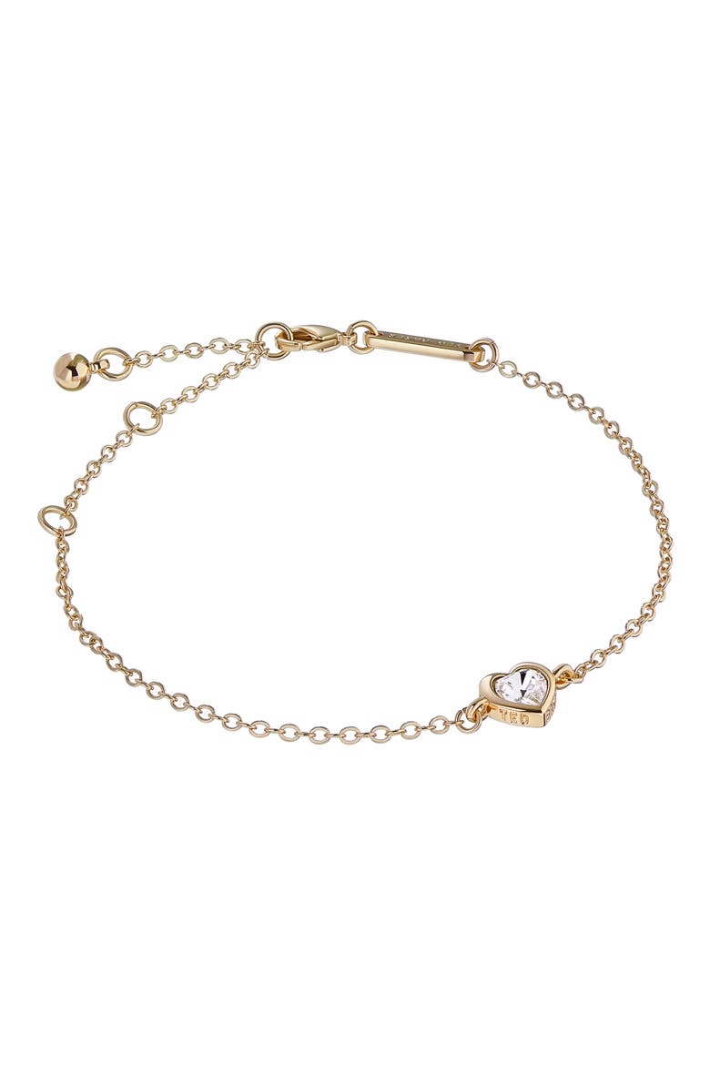 Hansa Crystal Heart Bracelet, Alternate, color, GOLD TONECLEAR CRYSTAL