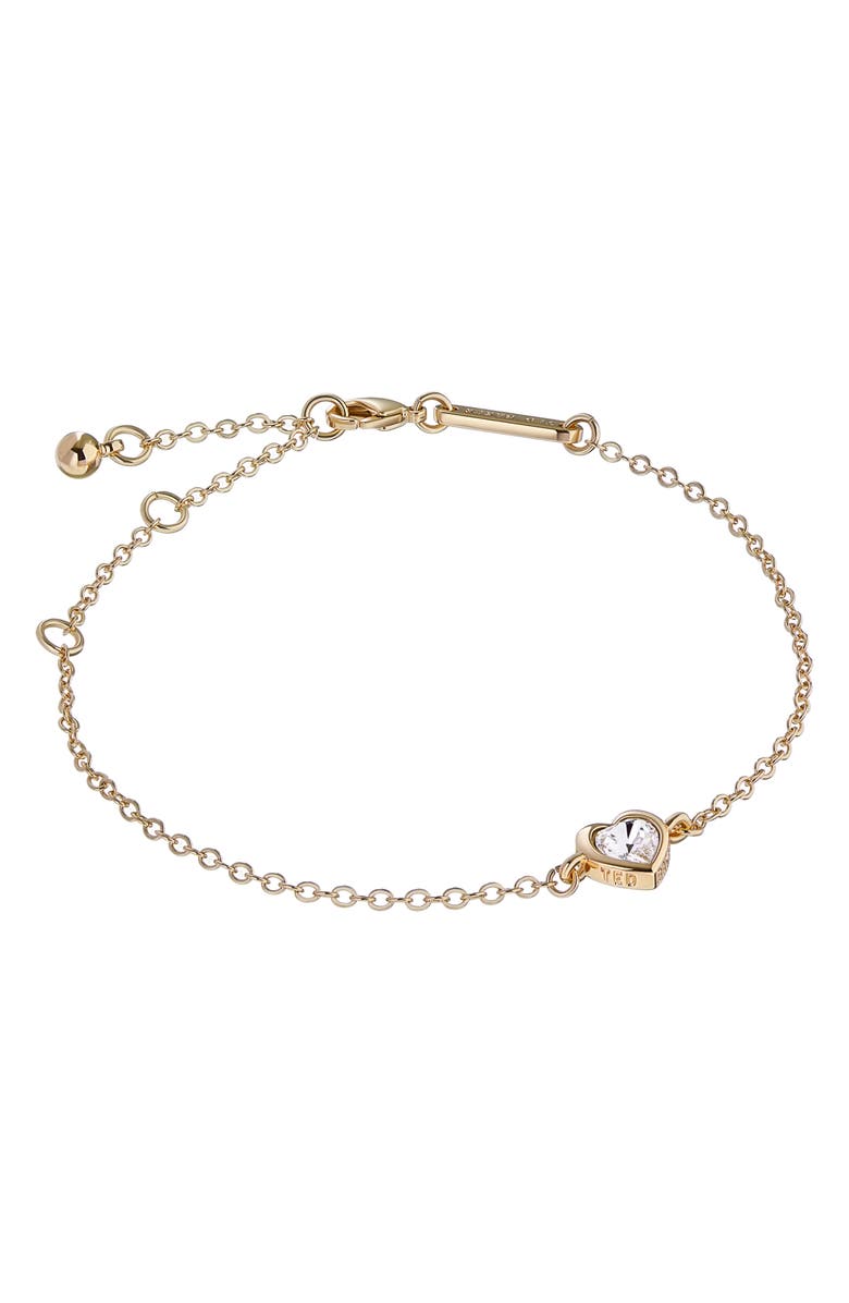 Ted Baker London Hansa Crystal Heart Bracelet, Alternate, color, Gold Toneclear Crystal