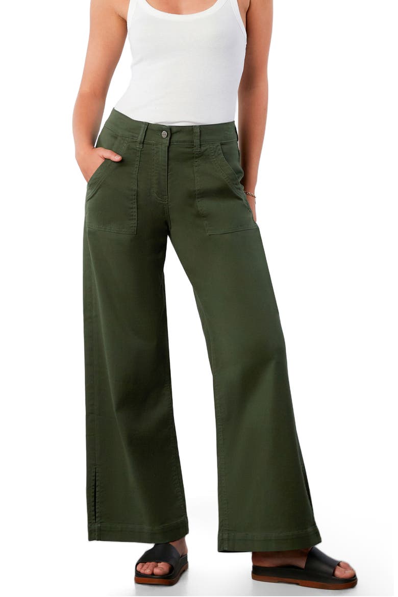 Jackie Side Slit High Waist Wide Leg Jeans, Alternate, color, BLACK FOREST