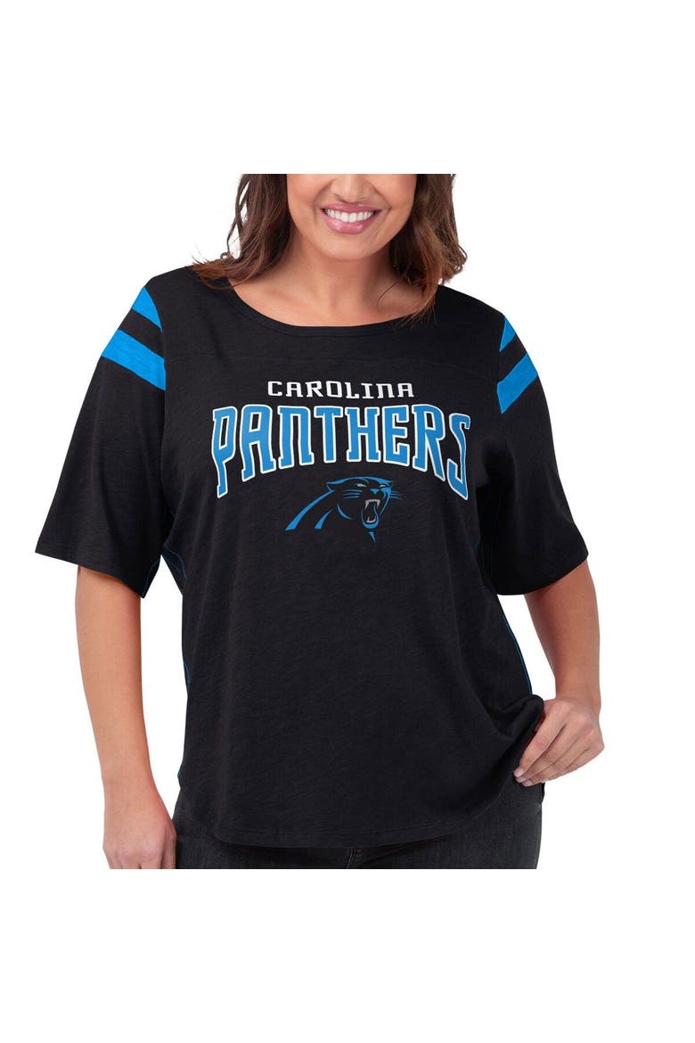 Women's G-III 4Her by Carl Banks Black Carolina Panthers Plus Size Linebacker T-Shirt, Main, color, Black