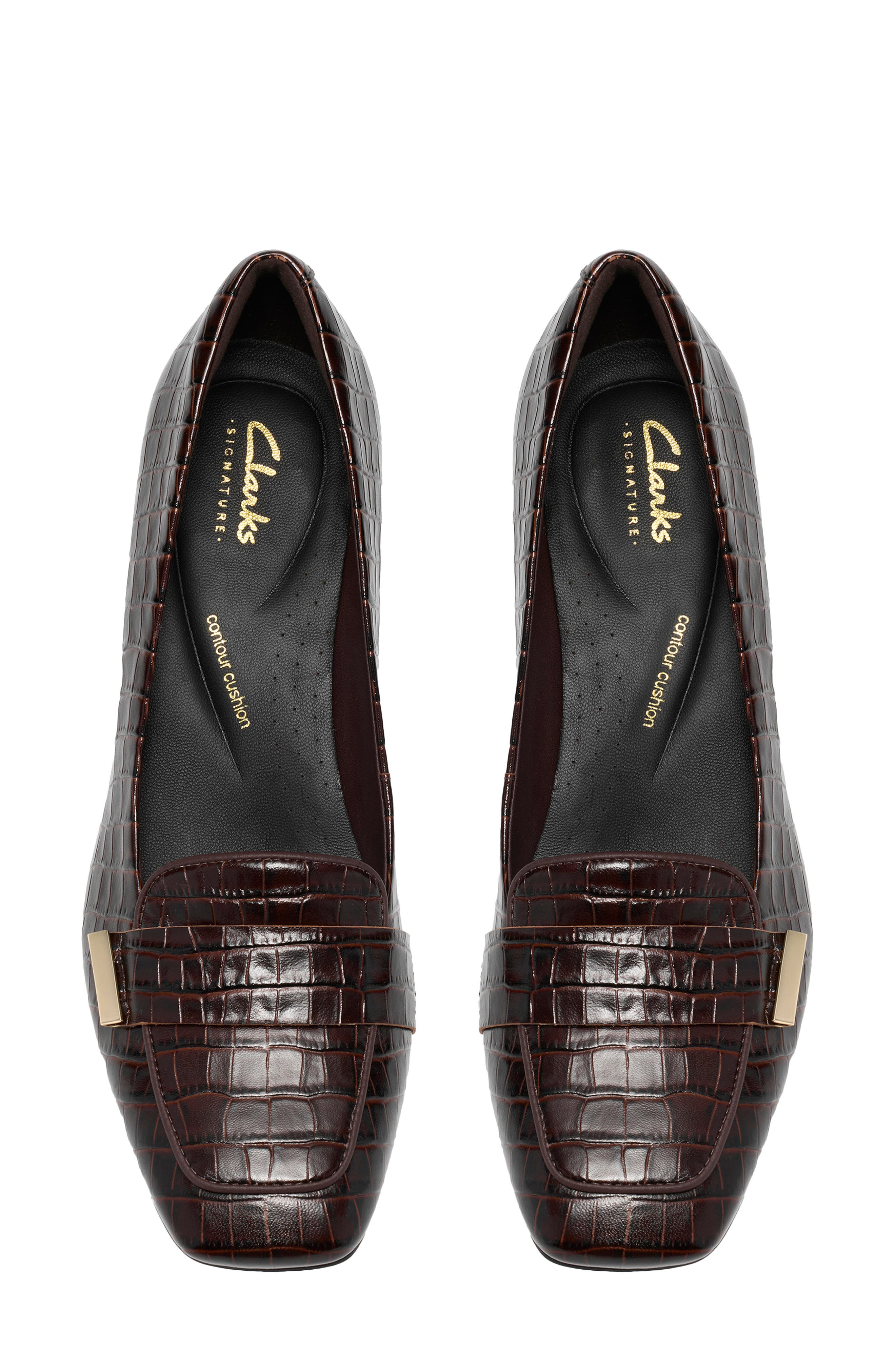 Fernie Edge Croc Embossed Leather Pump, Alternate, color, DARK BROWN CROC