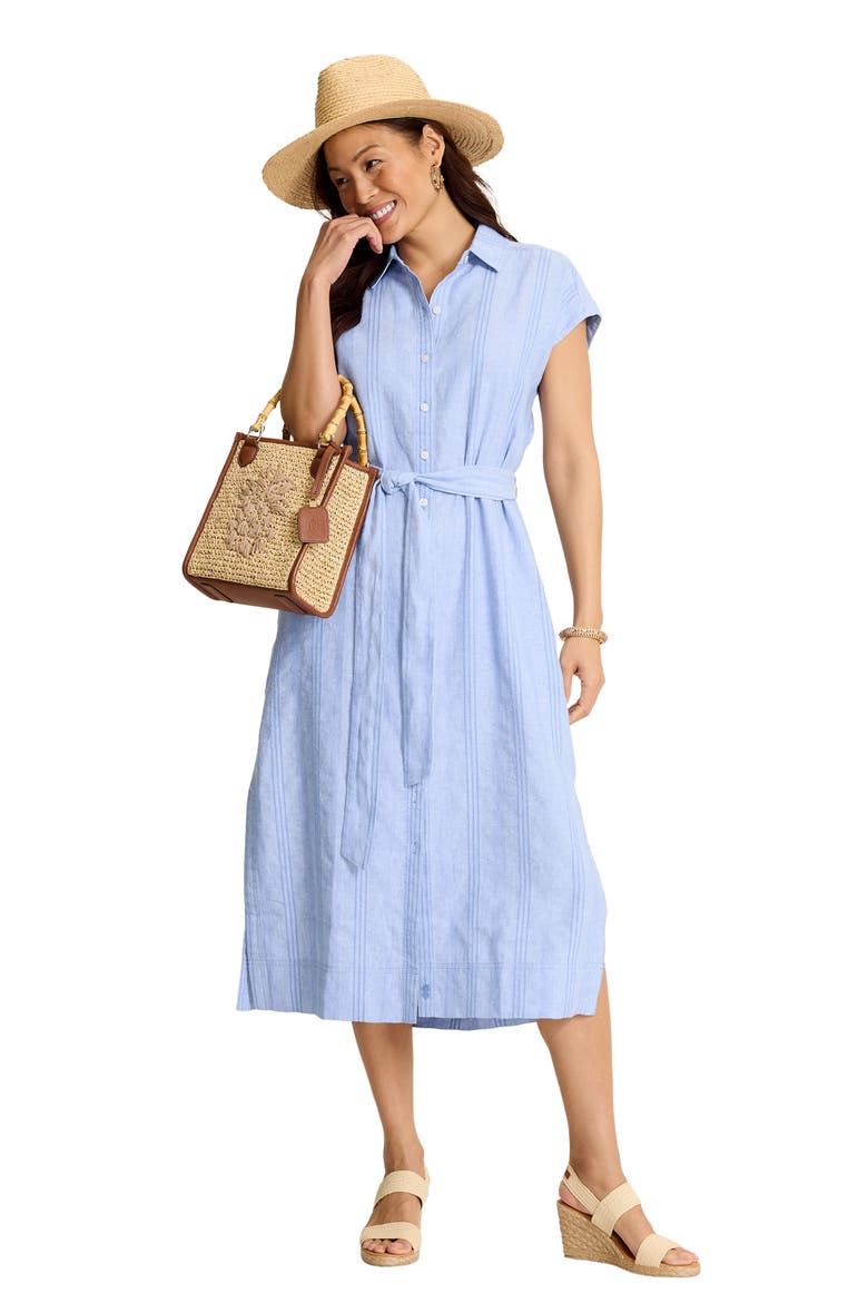 Summer Isle Linen & Cotton Midi Shirtdress, Alternate, color, FRENCH BLUE