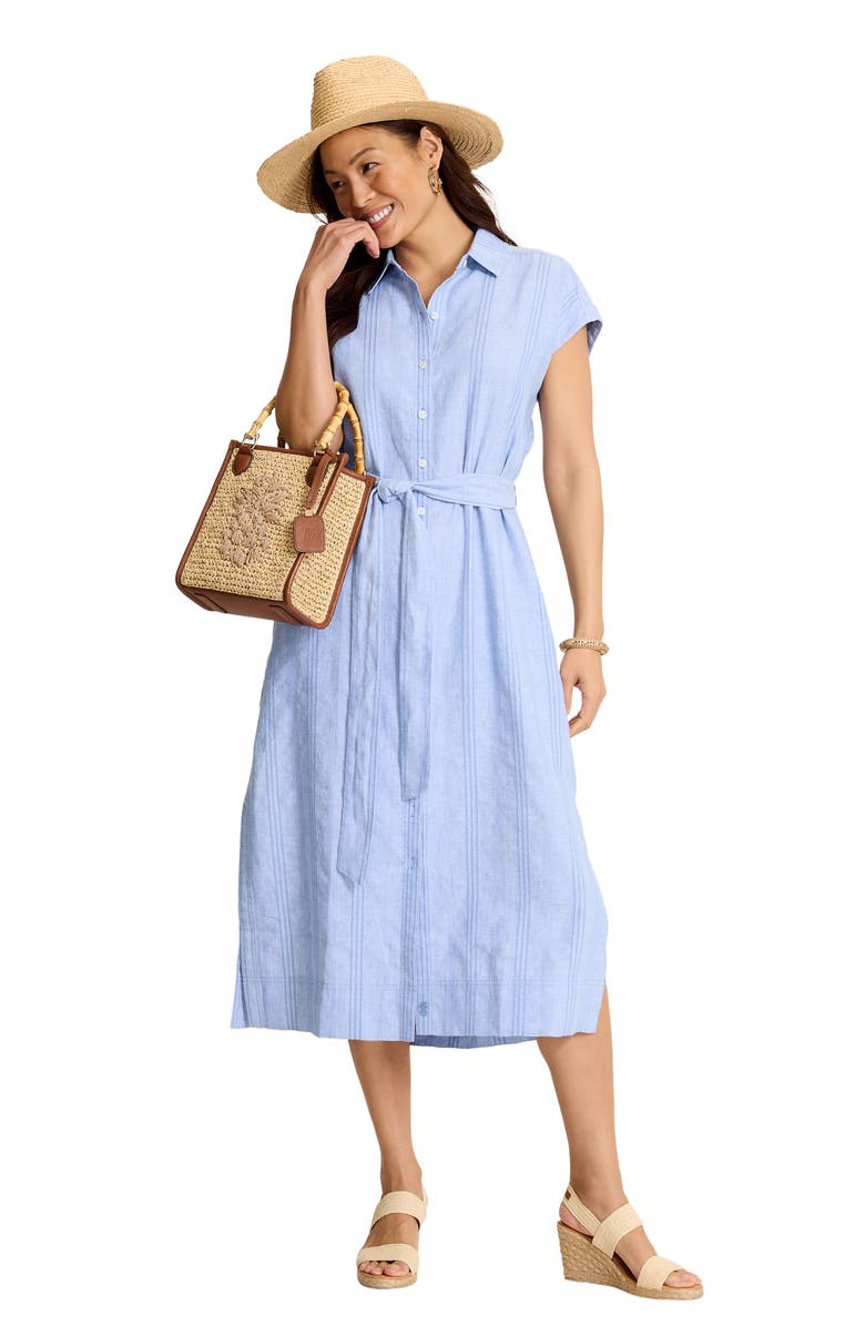 Tommy Bahama Summer Isle Linen & Cotton Midi Shirtdress, Alternate, color, French Blue