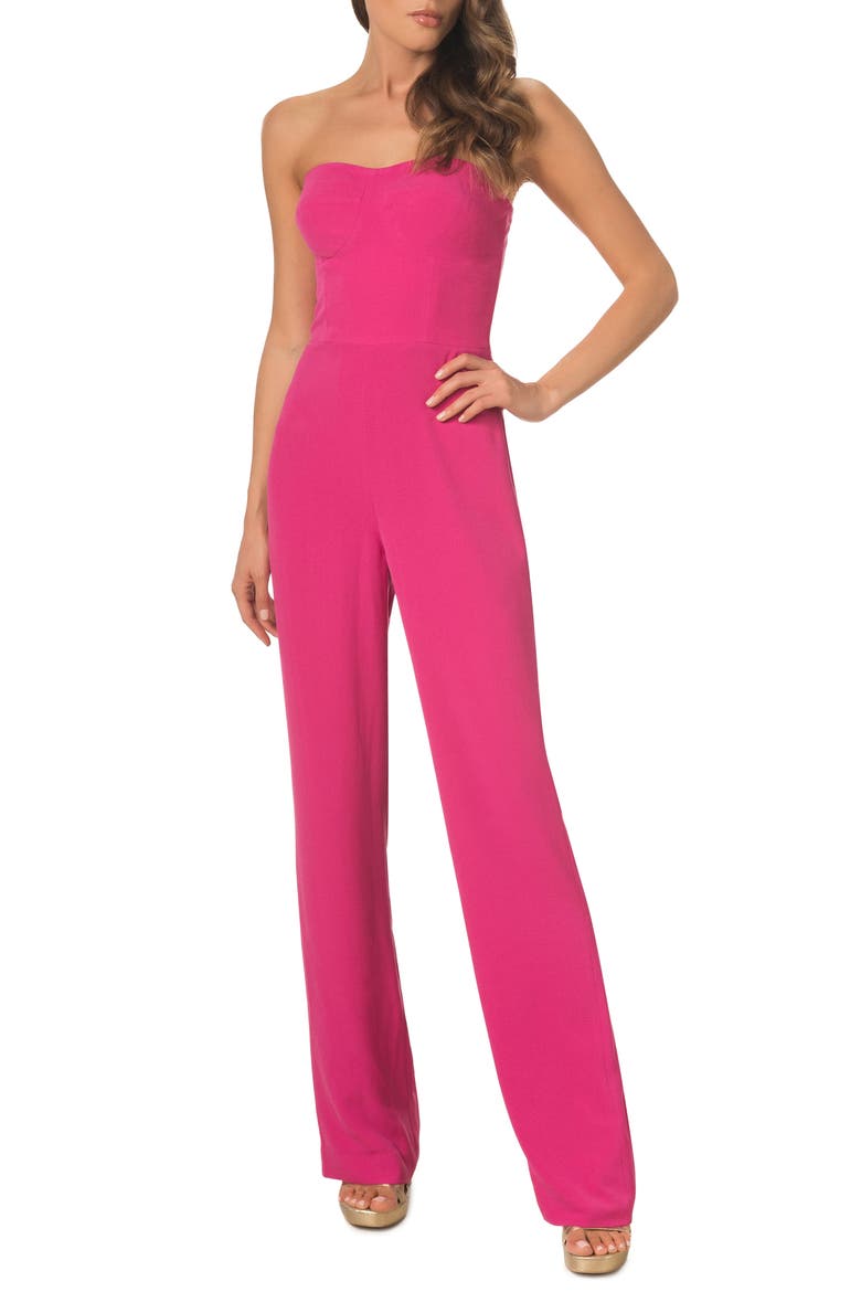 Preston Stretch Crepe Strapless Jumpsuit, Main, color, BRIGHT FUCHSIA