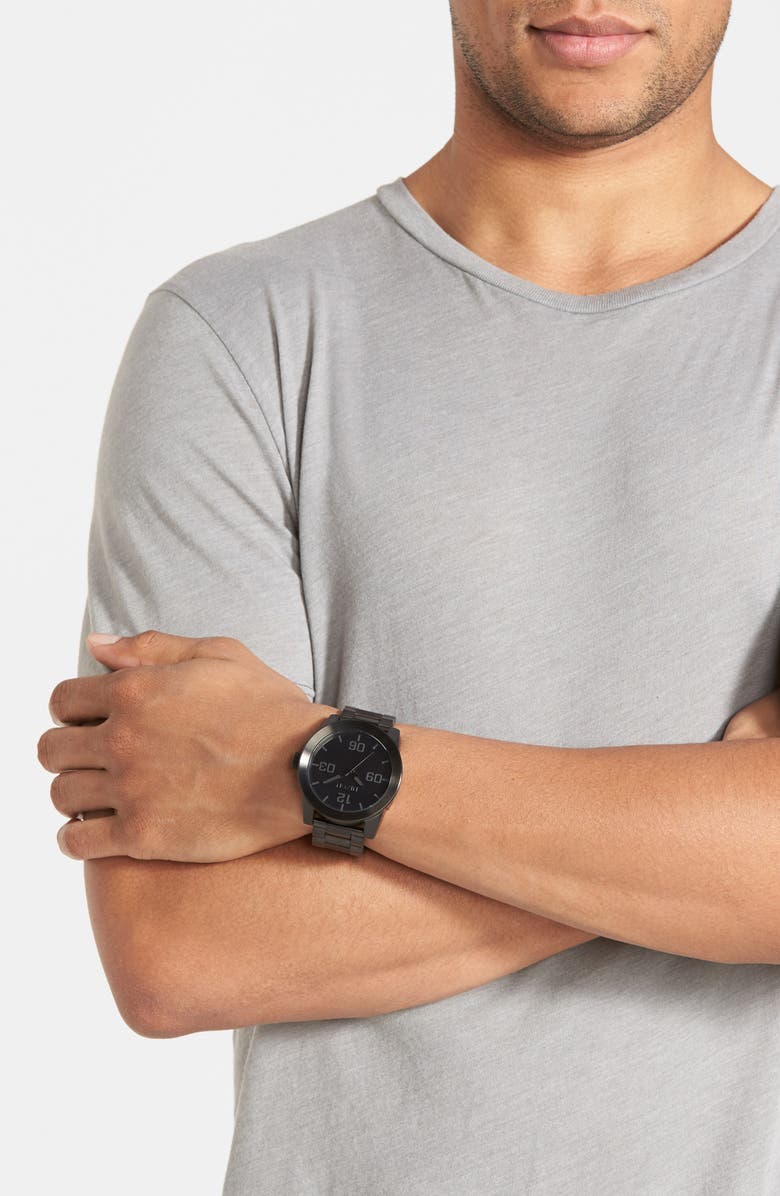 Nixon The Corporal Bracelet Watch, 48mm, Alternate, color, Super Black / Black Top