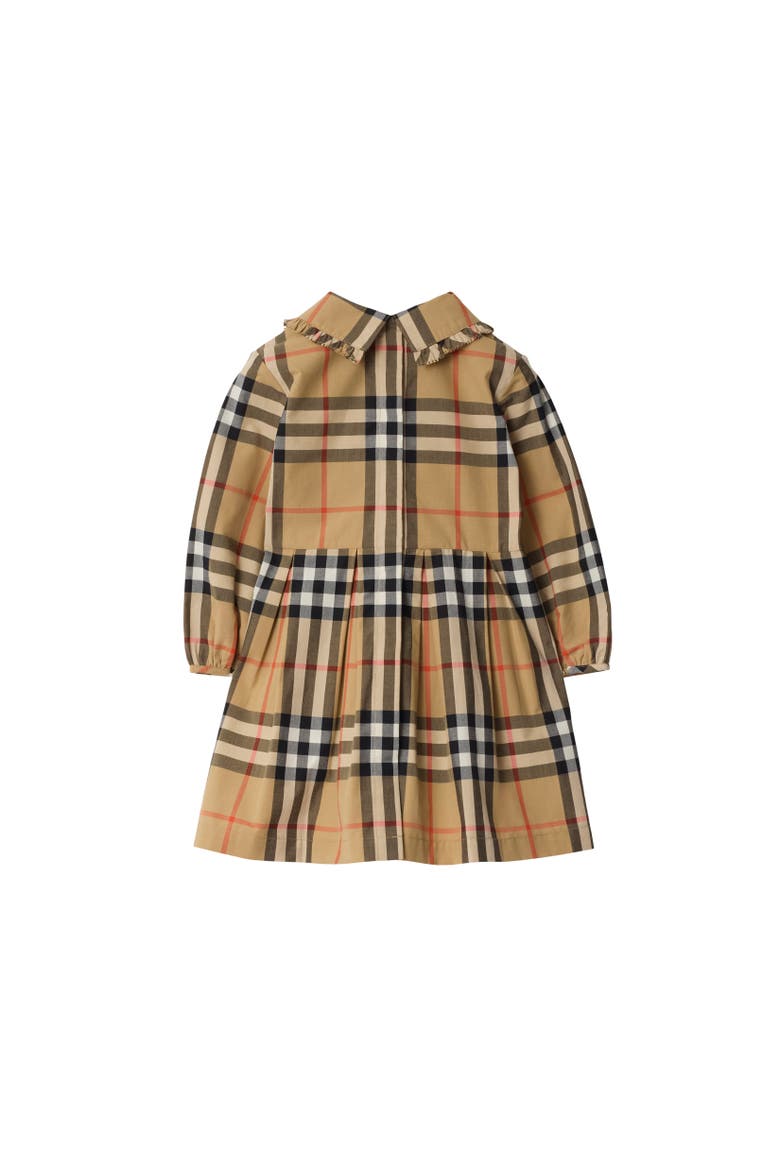 Check Cotton Dress, Alternate, color, Sand beige