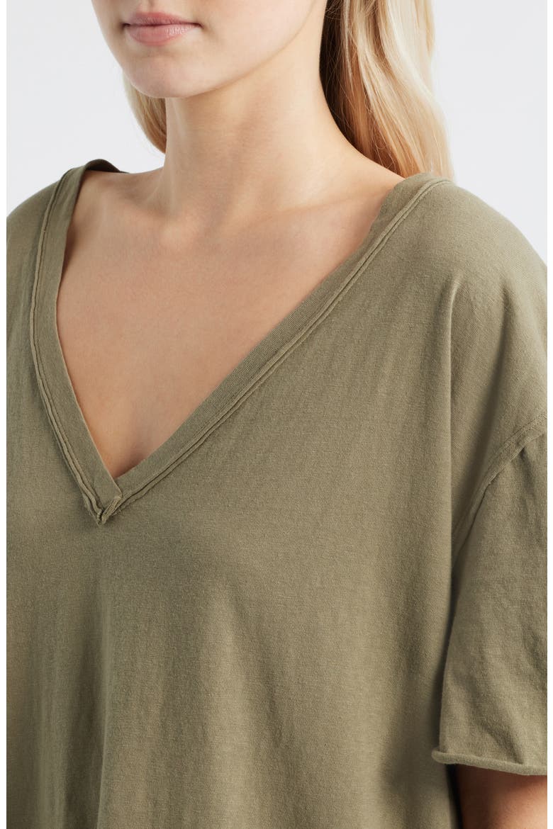 We The Free Nina V-Neck Cotton T-Shirt, Alternate, color, OLIVE STONE