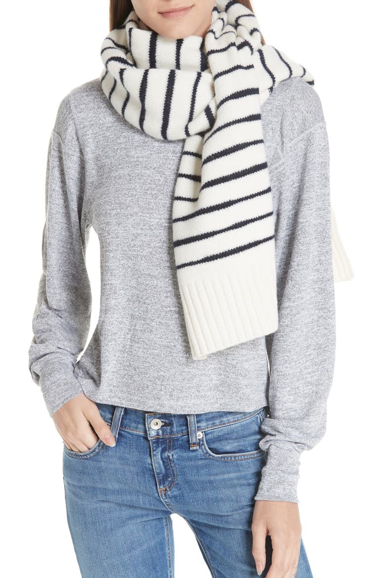 Sam Lambswool Scarf, Main, color, IVORY/ NAVY